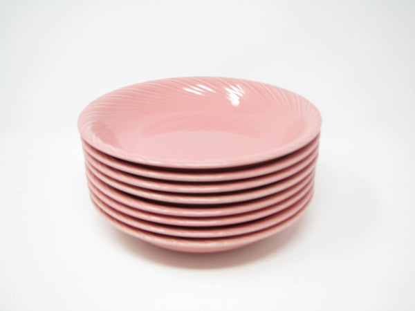 edgebrookhouse - Vintage Pink Stoneware Bowls with Textured Rim - 8 Pieces