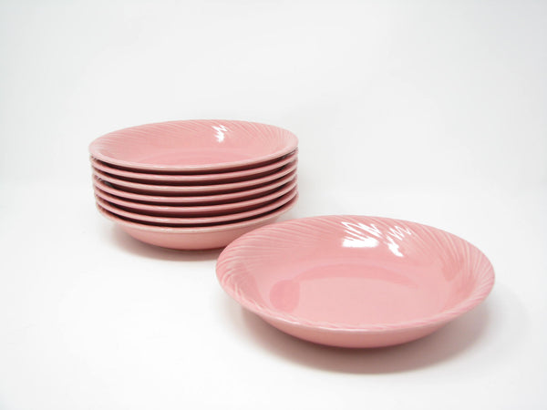 edgebrookhouse - Vintage Pink Stoneware Bowls with Textured Rim - 8 Pieces