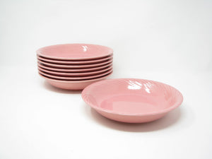 edgebrookhouse - Vintage Pink Stoneware Bowls with Textured Rim - 8 Pieces