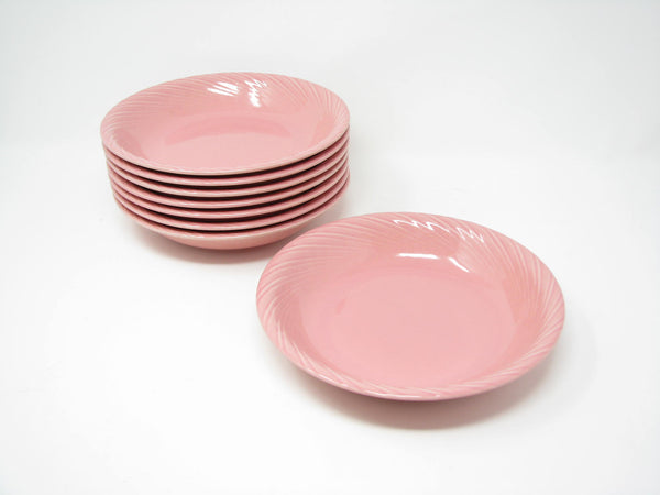 edgebrookhouse - Vintage Pink Stoneware Bowls with Textured Rim - 8 Pieces