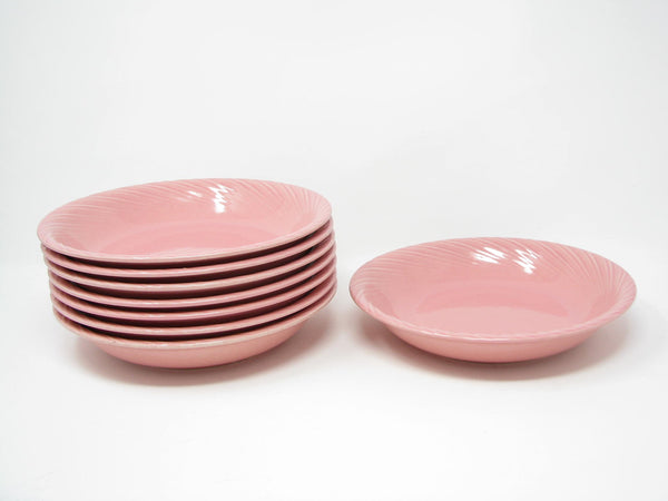 edgebrookhouse - Vintage Pink Stoneware Bowls with Textured Rim - 8 Pieces