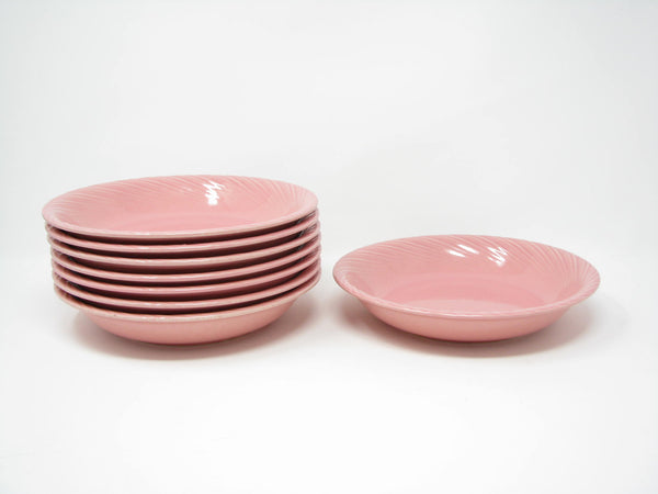 edgebrookhouse - Vintage Pink Stoneware Bowls with Textured Rim - 8 Pieces