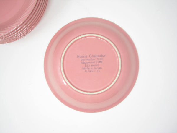 edgebrookhouse - Vintage Pink Stoneware Bowls with Textured Rim - 8 Pieces