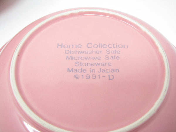 edgebrookhouse - Vintage Pink Stoneware Bowls with Textured Rim - 8 Pieces