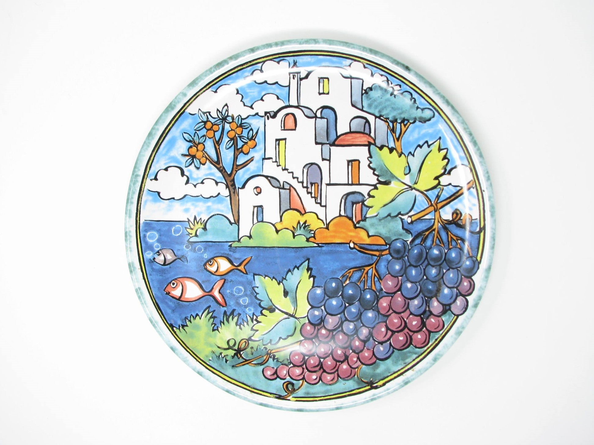edgebrookhouse - Vintage Pisapia Design & Creations Italy Hand-Painted Pottery Decorative Plate Featuring Ravello