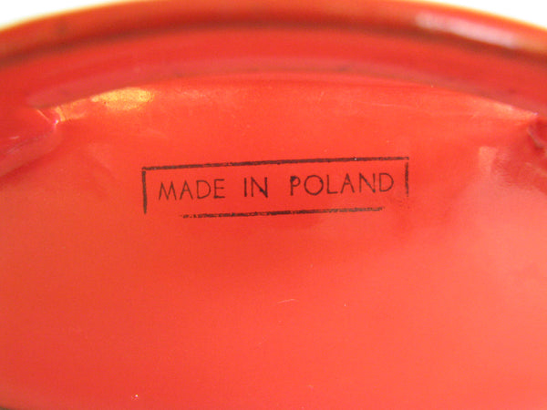 edgebrookhouse - Vintage Polish Red Enameled Square Lidded Cooking / Baking Pan