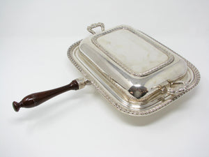 edgebrookhouse - Vintage Poole Silversmiths Silver-Plated Copper Old English Chafing Dish with Lid and Wood Handle