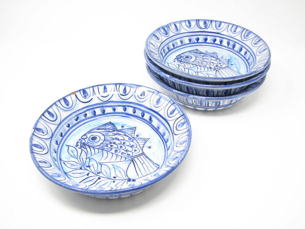edgebrookhouse - Vintage Porches Algarve Portugal Pottery Earthenware Bowls with Fish Design - Set of 4