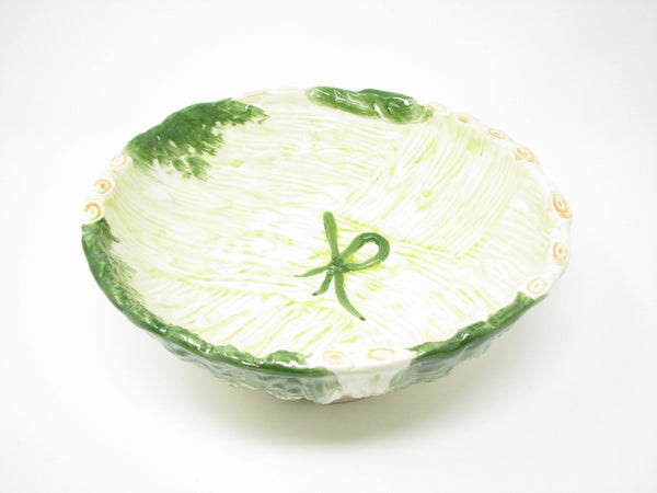 edgebrookhouse - Vintage Portugal Majolica Ceramic Serving Bowl with Embossed Asparagus Stalks