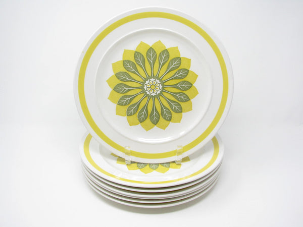 edgebrookhouse - Vintage Premiere Galaxy Japan Dinner Plates with Yellow Floral Center Design - 7 Pieces
