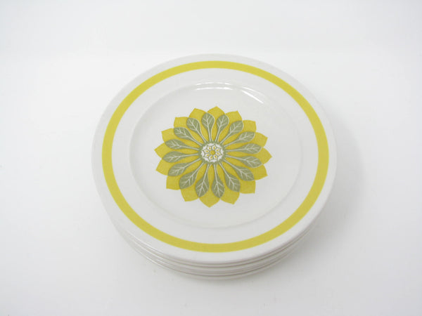 edgebrookhouse - Vintage Premiere Galaxy Japan Salad Plates with Yellow Floral Center Design - 6 Pieces