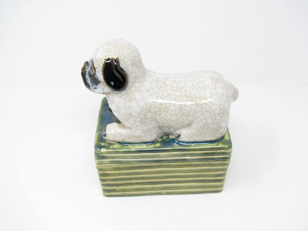 edgebrookhouse - Vintage Pug Dog Decorative Pottery Trinket or Vanity Box