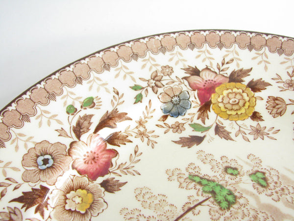 edgebrookhouse - Vintage Ridgway Potteries Woodland Brown Dinner Plates with Cream Background - Set of 5