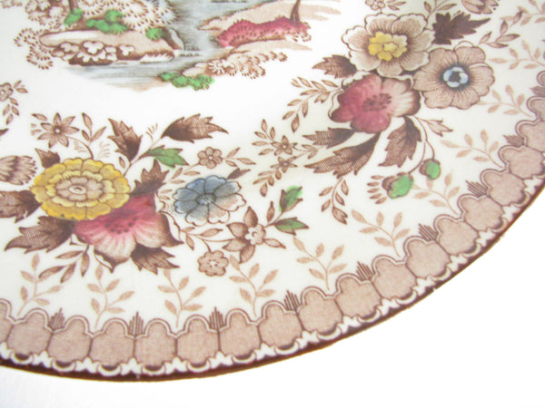 edgebrookhouse - Vintage Ridgway Potteries Woodland Brown Salad Plates with Cream Background - Set of 4