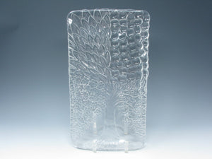 edgebrookhouse - Vintage Riedel Crystal Tree of Life Four Seasons Rectangular Thick Clear Glass Platter Made in Austria