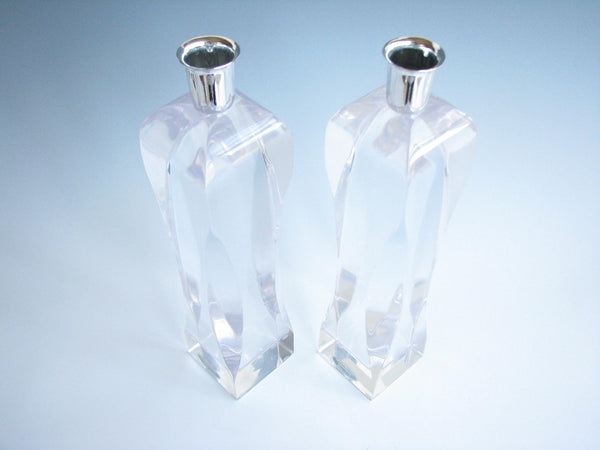 edgebrookhouse - Vintage Ritts Co Astrolite Sculptural Acrylic Candle Holders - a Pair