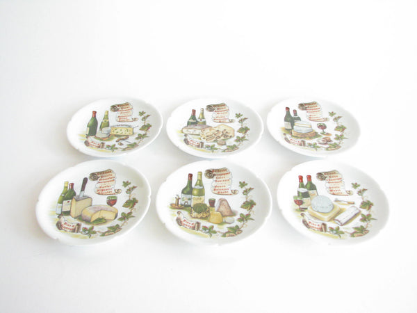 edgebrookhouse - Vintage Rochard Limoges France Wine and Cheese Porcelain Canape or Bread Plates - set of 6
