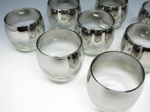 edgebrookhouse - Vintage Roly Poly Glass Punch Liquor Glasses with Silver Band - 8 Pieces