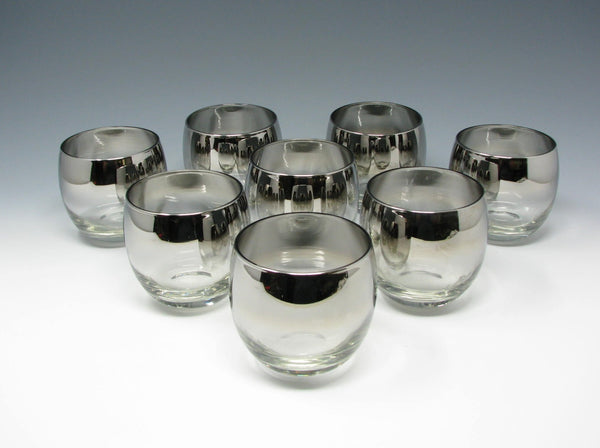 edgebrookhouse - Vintage Roly Poly Glass Punch Liquor Glasses with Silver Band - 8 Pieces