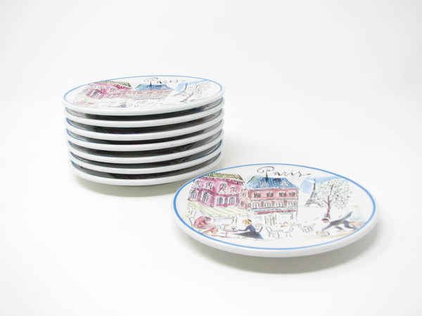 edgebrookhouse - Vintage Rosanna City Scene with Couple in Paris Bread or Dessert Plates Made in Italy - 8 Pieces
