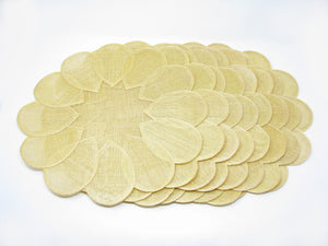 edgebrookhouse - Vintage Round Woven Gold Yellow Rafia Placemats - 8 Pieces