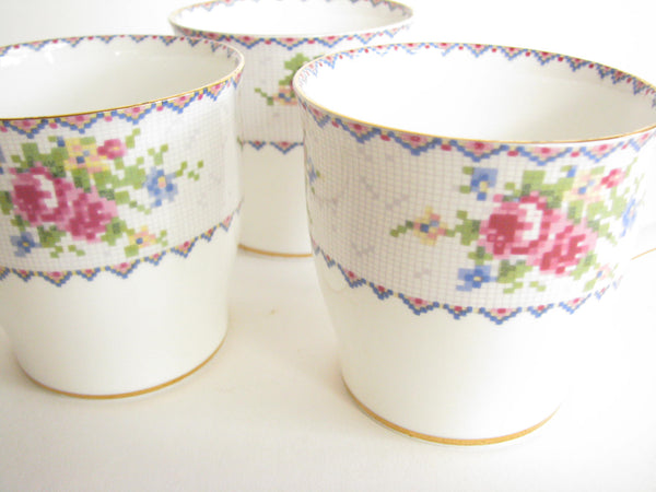 edgebrookhouse - Vintage Royal Albert Petit Point Mugs with Needlepoint Rose Design - Set of 3