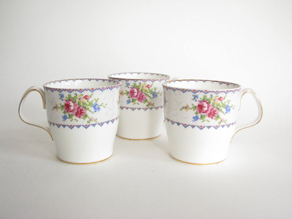 edgebrookhouse - Vintage Royal Albert Petit Point Mugs with Needlepoint Rose Design - Set of 3