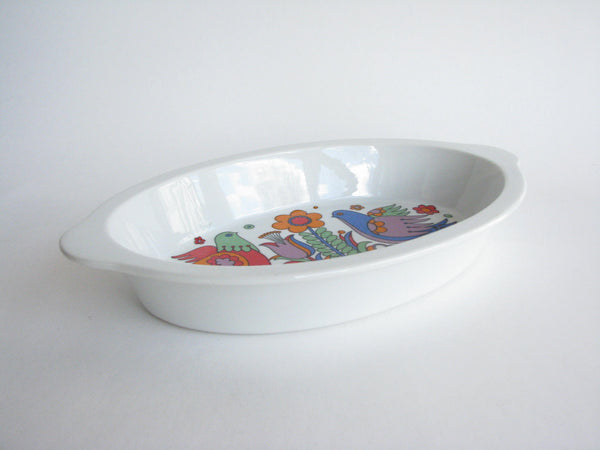 edgebrookhouse - Vintage Royal Crown Paradise Porcelain Serving or Baking Dish with Colorful Partridge Design