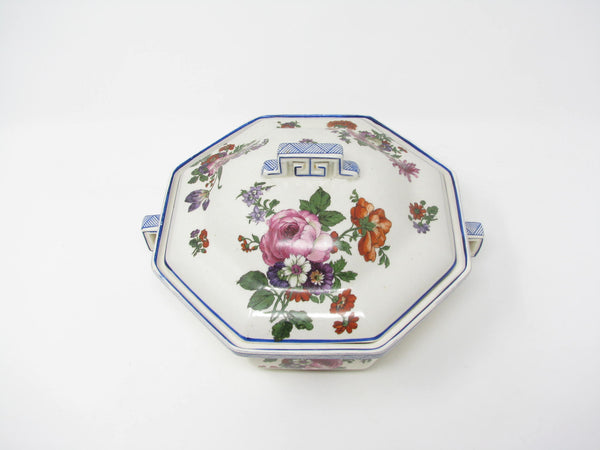 edgebrookhouse - Vintage Royal Doulton Octagon Shaped Lidded Vegetable Serving Dish with Floral Pattern
