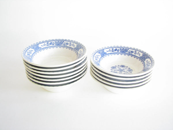 edgebrookhouse - Vintage Royal USA Ironstone Hampshire Blue and White Mum Floral Bowls - Set of 12