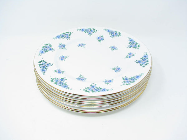 edgebrookhouse - Vintage Royal Victoria England Salad Plates with Purple Blue Floral Design - 7 Pieces