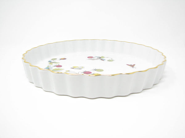edgebrookhouse - Vintage Royal Worcester Strawberry Fair Porcelain Fluted Quiche Baking Dish with Gold Trim