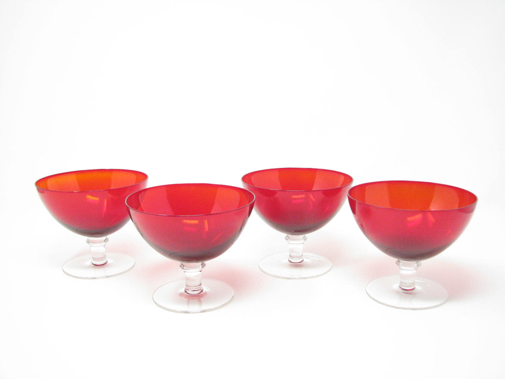 Vintage Ruby Red Glass Sherbet with Clear Wafer Stem - Set of 4 –  edgebrookhouse, image size:1024x768