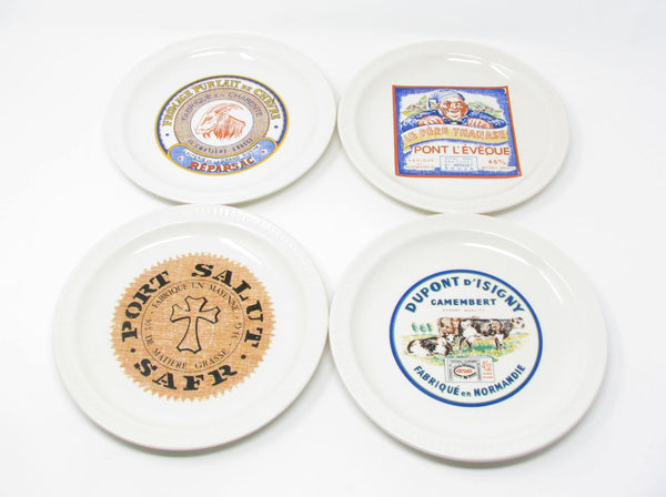 edgebrookhouse - Vintage Saint Amand French Faience Earthenware Fromage de France Cheese Plates - 4 Pieces
