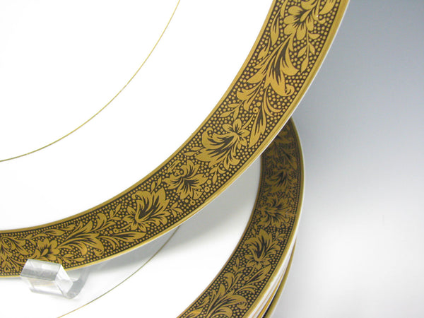 edgebrookhouse - Vintage Sango Hampton Dinner Plates with Gold Black Leaves Design - Set of 6