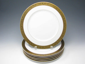 edgebrookhouse - Vintage Sango Hampton Dinner Plates with Gold Black Leaves Design - Set of 6