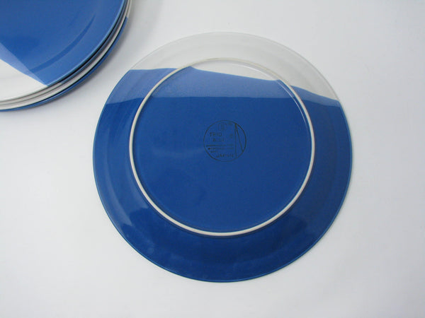 edgebrookhouse - Vintage Sango Trio Blue Stoneware Dinner Plates Made in Japan - 5 Pieces