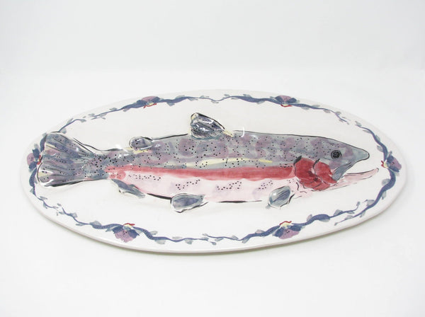 edgebrookhouse - Vintage Sarah Peterson Hand-Painted Ceramic Trout Platter Signed by Artist