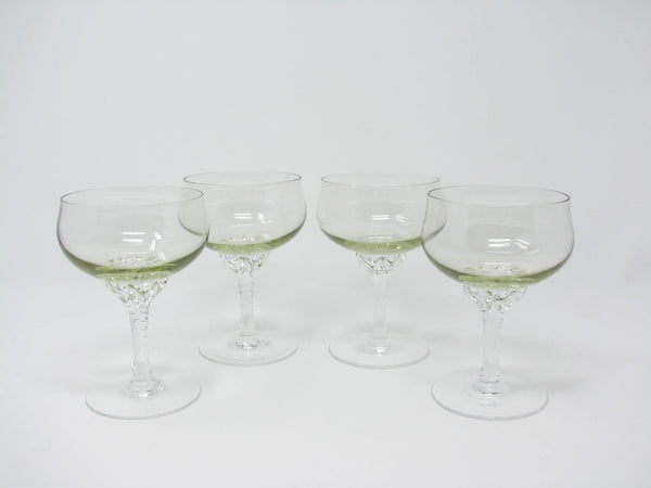 edgebrookhouse - Vintage Sasaki Coronation Citron Light Yellow Champagne Sherbet Glasses - 4 Pieces