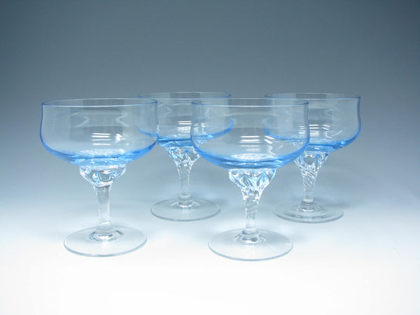 edgebrookhouse - Vintage Sasaki Hawthorne Azure Light Blue Champagne Sherbet Glasses - 4 Pieces