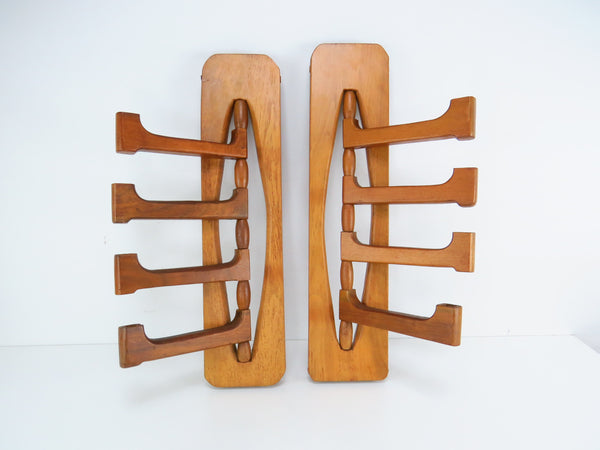 edgebrookhouse - Vintage Scandinavian Solid Walnut Candle Wall Sconces With Swing Arms - a Pair