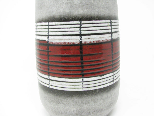 edgebrookhouse - Vintage Scheurich Keramik Vase West German Pottery Vase with Red, Black, White Bands