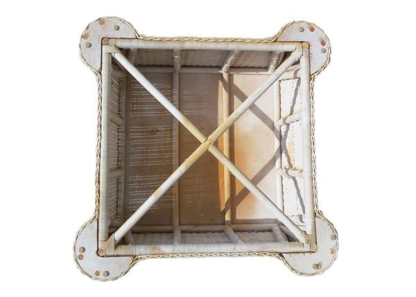 edgebrookhouse - Vintage Sculptural Rattan Ottoman or Coffee Table With Loose Cushion Top