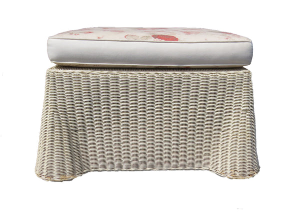 edgebrookhouse - Vintage Sculptural Rattan Ottoman or Coffee Table With Loose Cushion Top