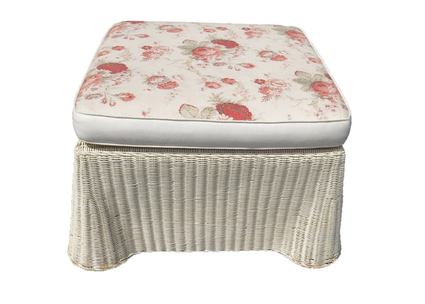 edgebrookhouse - Vintage Sculptural Rattan Ottoman or Coffee Table With Loose Cushion Top