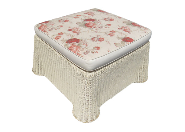 edgebrookhouse - Vintage Sculptural Rattan Ottoman or Coffee Table With Loose Cushion Top