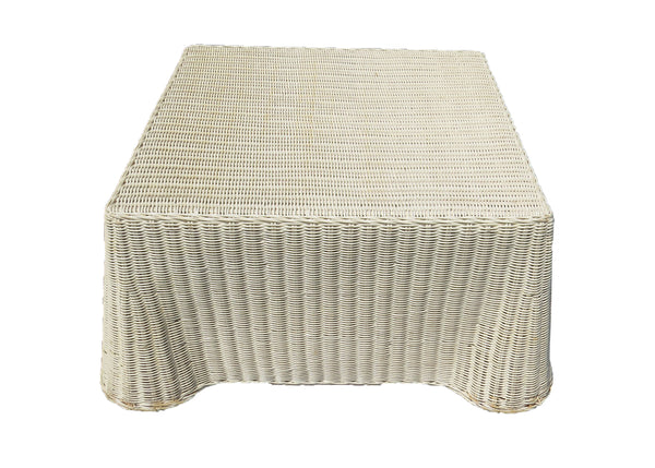 edgebrookhouse - Vintage Sculptural Rattan Ottoman or Coffee Table With Loose Cushion Top