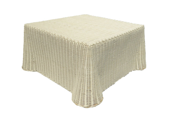 edgebrookhouse - Vintage Sculptural Rattan Ottoman or Coffee Table With Loose Cushion Top