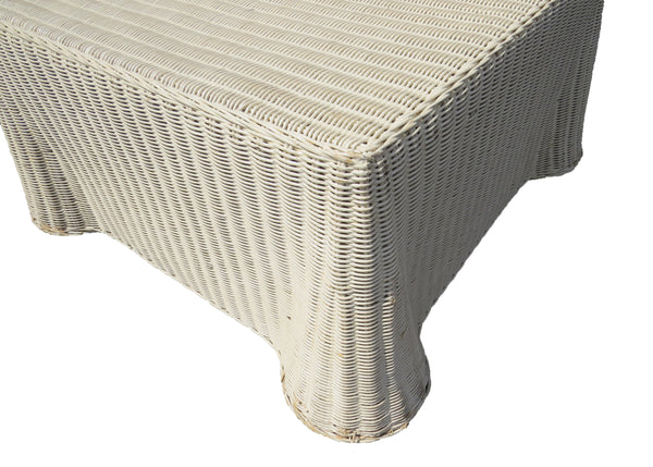 edgebrookhouse - Vintage Sculptural Rattan Ottoman or Coffee Table With Loose Cushion Top