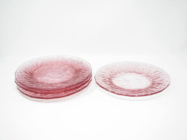 edgebrookhouse - Vintage Seneca Driftwood Heather Pink Crinkle Glass Luncheon or Salad Plates - 4 Pieces